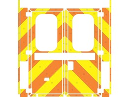 Striping Volkswagen Transporter T5 Kastopbouw Visser Chevrons Oranje/Geel 20 cm 2 achterdeuren met vensters