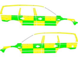 Striping Volvo XC70 2008-2016 Battenburg Grun/Gelb/Wei   links   rechts  CHU Tivoli 1-CJX-174