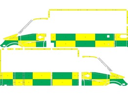 Striping Mercedes Sprinter Caisse Strobel Battenburg Vert/Jaune/Blanc  gauche   droite 