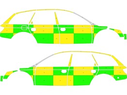 Striping Audi A6 Avant Allroad MUG Battenburg Green/Yellow/White  left   right  1-DNR-972