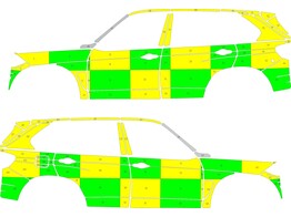 Striping BMW X5 MUG Battenburg Groen/Geel/Wit  links   rechts 