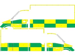 Striping Mercedes Sprinter Box Body Battenburg Green/Yellow/White  left   right 