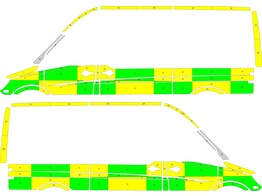 Striping Mercedes Sprinter L2H2 Battenburg Groen/Geel/Wit  links   rechts  2 schuifdeuren