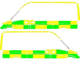 Striping Mercedes Sprinter L2H2 Battenburg Green/Yellow/White  left   right  2 sliding doors