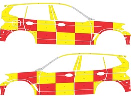 Striping BMW X3 2003-2010 Battenburg Red/Yellow/White KIT  links   rechts 