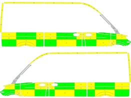Striping Mercedes Sprinter 2018 L2H2 - Battenburg T11500 Green/Yellow/White  left   right  2 sliding