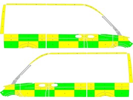 Striping Mercedes Sprinter 2018 L2H2 - Battenburg Avery T11500 Grun / Gelb / Wei   links   rechts  2