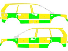 Striping Volvo XC90 oud model MUG Battenburg Groen/Geel/Wit  links   rechts 