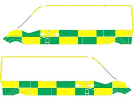 Striping Renault Master L3H2 Battenburg Groen/Geel/Wit  links   rechts  2 schuifdeuren