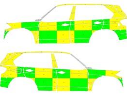 Striping BMW X5 MUG Battenburg Groen/Geel/Wit  links   rechts 