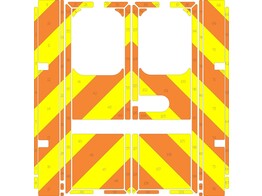 Striping Volkswagen Transporter T5 Kastopbouw Chevrons Oranje/Geel 20 cm 2 achterdeuren met vensters