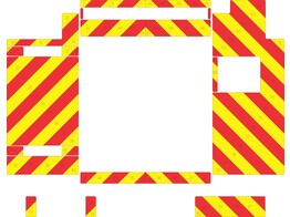 Striping Tankwagen C23 Citerne Mercedes Actros Vanassche Chevrons Rood/Geel 10 cm