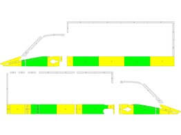 Striping Mercedes Sprinter  Box Body Strobel Half Battenburg Yellow/Green/White  left   right 