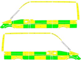 Striping Mercedes Sprinter Battenburg Groen/Geel/Wit  links   rechts  1 schuifdeur 1-BVD-508
