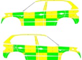 Striping BMW X5 MUG Battenburg Groen/Geel/Wit  links   rechts  oud model