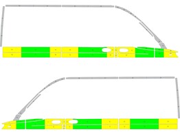 Striping Mercedes Sprinter WDB907 Asimex L2H2 Half Battenburg Groen/Geel/Wit  links   rechts  2 schuifdeuren