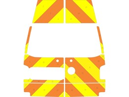 Striping Volkswagen Transporter T5 L2H2 Chevrons Avery Prismatic Oranje/Geel 20 cm