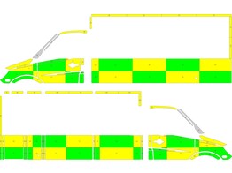 Striping Mercedes Sprinter Caisse Strobel Battenburg Vert/Jaune/Blanc  gauche   droite 