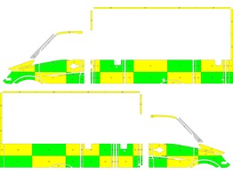 Striping Mercedes Sprinter Box Body Battenburg Green/Yellow/White  left   right 