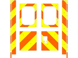 Striping Volkswagen Crafter Kastopbouw Chevrons Oranje/Geel 20 cm 2 achterdeuren met ruiten
