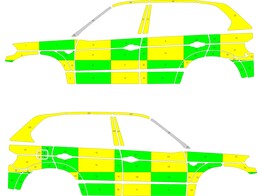 Striping BMW X5 2013-2018 MUG Battenburg Green/Yellow/White  links   rechts 