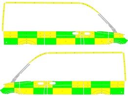 Striping Mercedes Sprinter 2019 L2H2 - Battenburg Avery Prismatic T11500 Grun/Gelb/Wei  KIT  links  