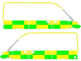 Striping Mercedes Sprinter 2019 L2H2 - Battenburg Avery Prismatic T11500 Green/Yellow/White KIT  lef