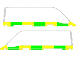 Striping Renault Master  oud model  L3H2 Half Battenburg Groen/Geel/Wit  links   rechts  2 schuifdeuren