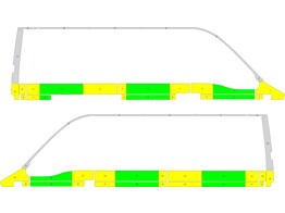 Striping Renault Master  oud model  L2H2 Half Battenburg Groen/Geel/Wit  links   rechts  1 schuifdeur