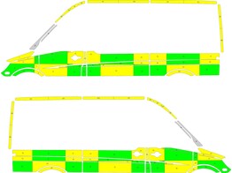 Striping Mercedes Sprinter 2008 L2H2 - Battenburg T11500 Green/Yellow/White  left   right  1 sliding