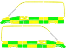 Striping Mercedes Sprinter L2H2 Battenburg Groen/Geel/Wit  links   rechts  2 schuifdeuren