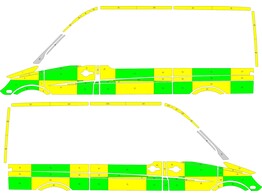 Striping Mercedes Sprinter 2018 L2H2 - Battenburg T11500 Green/Yellow/White  left   right  1 sliding