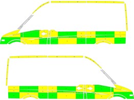 Striping Mercedes Sprinter L2H2 Battenburg Green/Yellow/White  left   right  2 sliding doors