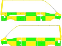 Striping Renault Master  oud model  L3H2 Battenburg Groen/Geel/Wit  links   rechts  1 schuifdeur