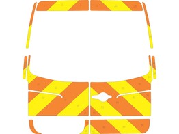 Striping Volkswagen Crafter Chevrons rood/Geel 20 cm 2 achterdeuren met ruiten