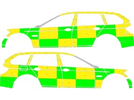 Striping BMW 530d xDrive 2010-2017 MUG Battenburg Green/Yellow/White  links   rechts 