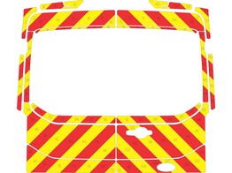 Striping Ford Transit Custom L2H2 Chevrons Avery Prismatic Red/Yellow 10 cm with doors with windows