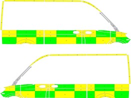 Striping Mercedes Sprinter 2018 L2H2 Battenburg Vert/Jaune/Blanc  gauche   droite  2 portes coulissa