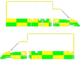 Striping Mercedes Sprinter L2H2 Battenburg Vert/Jaune/Blanc  gauche   droite  2 portes coulissantes