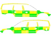 Striping Volvo XC70 MUG Battenburg Vert/Jaune/Blanc  gauche   droite 1-FXJ-635