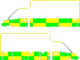Striping Mercedes Sprinter  nieuw  Kastopbouw WAS Battenburg Avery Prismatic T11500 Groen/Geel/Wit  links   rechts 