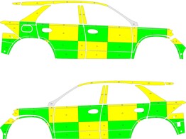 Striping Mercedes GLE 2019 - Battenburg T11500 Grun/Gelb/Wei  KIT  links   rechts  MUG/SMUR
