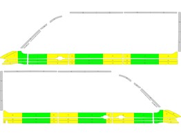 Striping Volkswagen Crafter 2017 L3H3 - Half Battenburg T11500 Grun/Gelb/Wei   links   rechts  1 Sch
