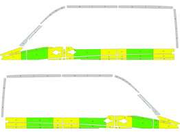 Striping Mercedes Sprinter 2012 L2H2 - Half Battenburg T11500 Vert/Jaune/Blanc  gauche   droite  2 p