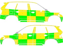 Striping Volvo XC90 2020 - Battenburg T11500 Groen/Geel/Wit  links   rechts    ST6 lateraal - SMUR CHU Dinant