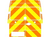 Striping Volkswagen Crafter 2017 H3 - Chevrons Avery Prismatic Oranje/Geel 20 cm 2 achterdeuren 270  zonder ruiten