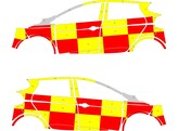 Striping BMW i3 2018 Battenburg Vert/Jaune/Blanc  KIT  gauche   droite 