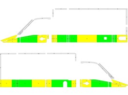 Striping Mercedes Sprinter  Box Body Half Battenburg Yellow/Green/White  left   right 