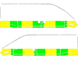 Striping Renault Trafic/Opel Vivaro 2010-2015 L1H1 - Half Battenburg Green/Yellow/White KIT  left  