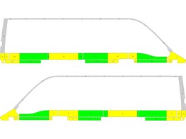 Striping Opel Movano  Oud model  L3H2 Half Battenburg Groen/Geel/Wit  links   rechts  2 schuifdeuren